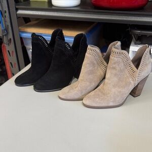 2 pairs of Vince Camuto Beige and Black Ankle Booties in great condition!